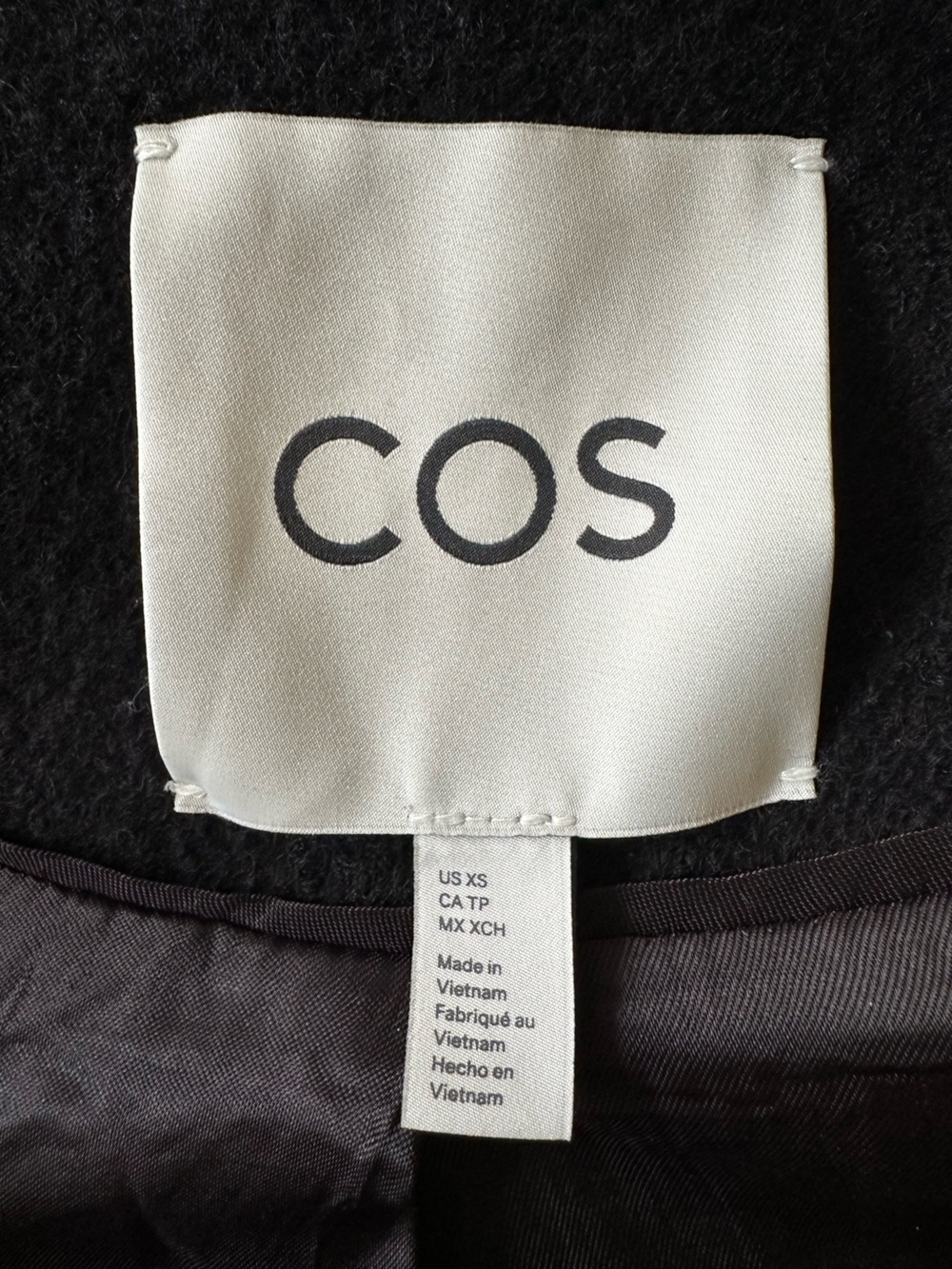 COS Hooded Wool Coat Black XS 100% Wool - Picture 7 of 11